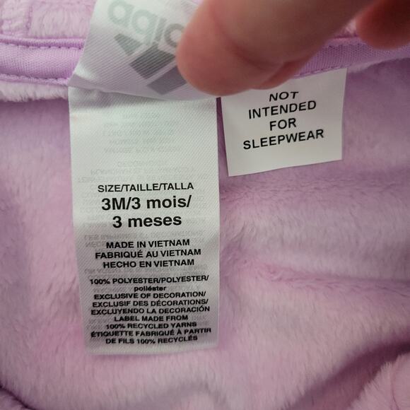 Adidas baby light lilac velour hooded one piece Size 3 months - Picture 3 of 9